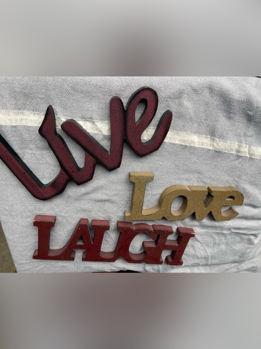 Love Laugh Wall Word Set - Red and Gold Home Wall Decor